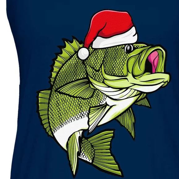 Bass Fishing Christmas Pajama Fish Santa Fisherman Angler Ladies Essential Flowy Tank