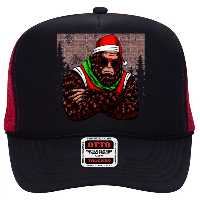 Bigfoot Funny Christmas Hipster High Crown Mesh Trucker Hat