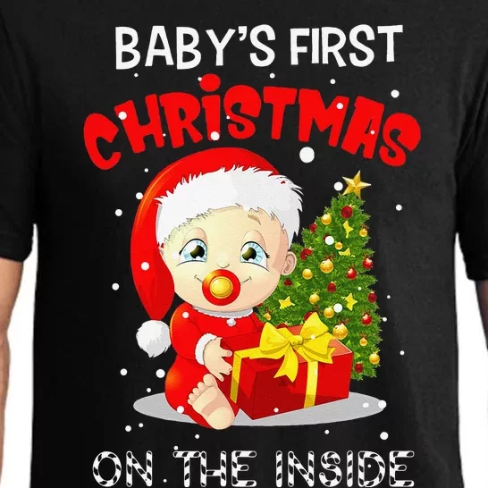 Babys First Christmas On The Inside Funny Pregnancy Gifts Pajama Set