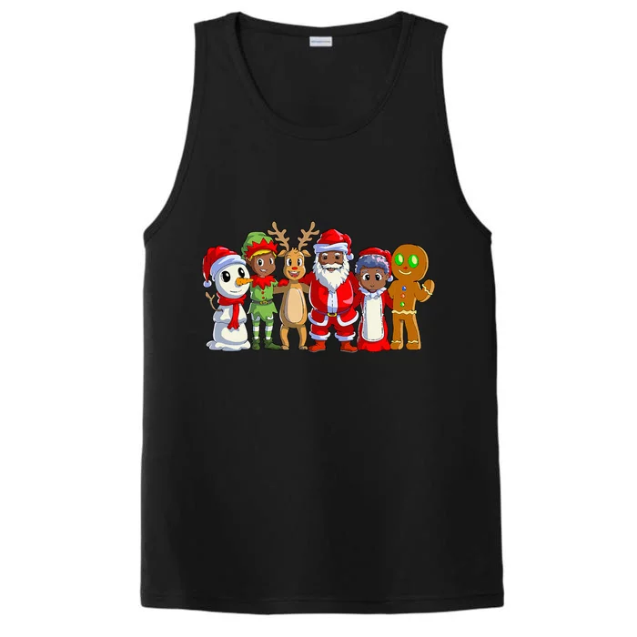 Black Family Christmas Afro African American Santa Xmas Performance Tank