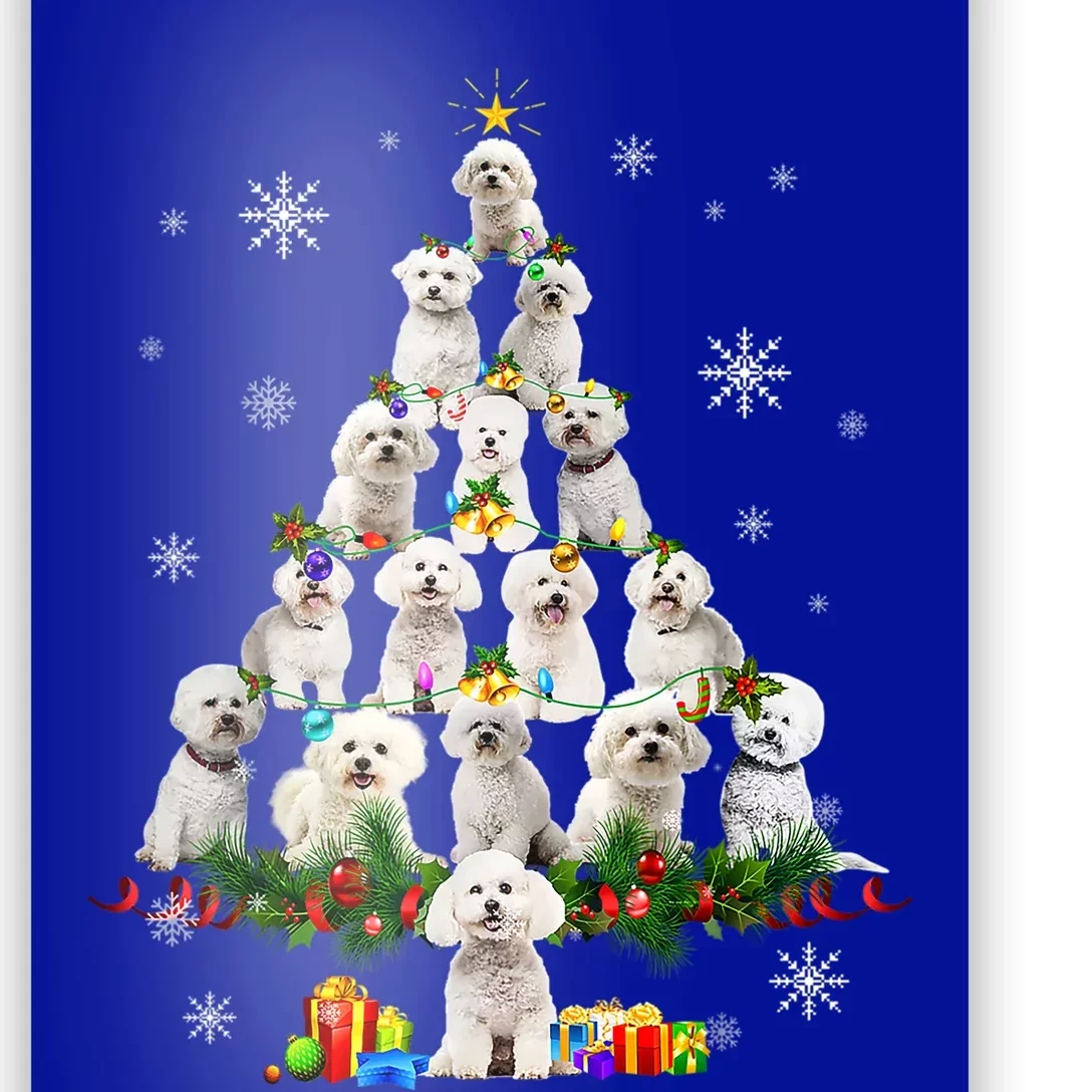 Bichon Frise Christmas Tree Lights Funny Dog Xmas Funny Gift Poster