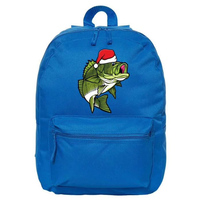 Bass Fishing Christmas Pajama Fish Santa Fisherman Angler 16 in Basic Backpack