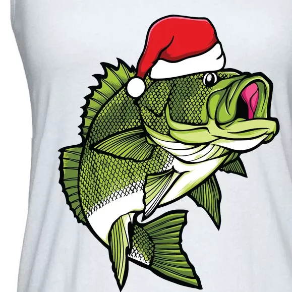 Bass Fishing Christmas Pajama Fish Santa Fisherman Angler Ladies Essential Flowy Tank