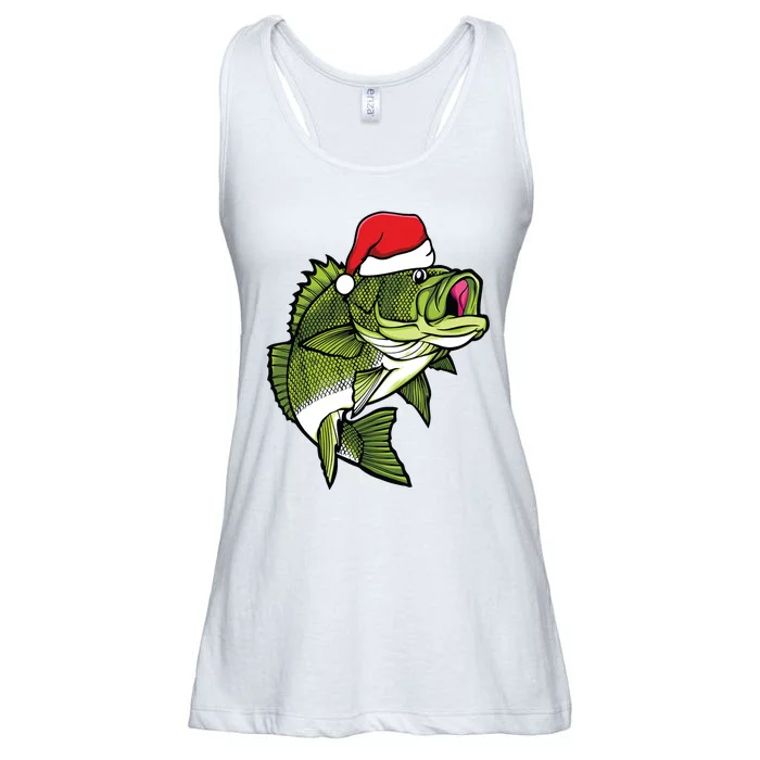 Bass Fishing Christmas Pajama Fish Santa Fisherman Angler Ladies Essential Flowy Tank