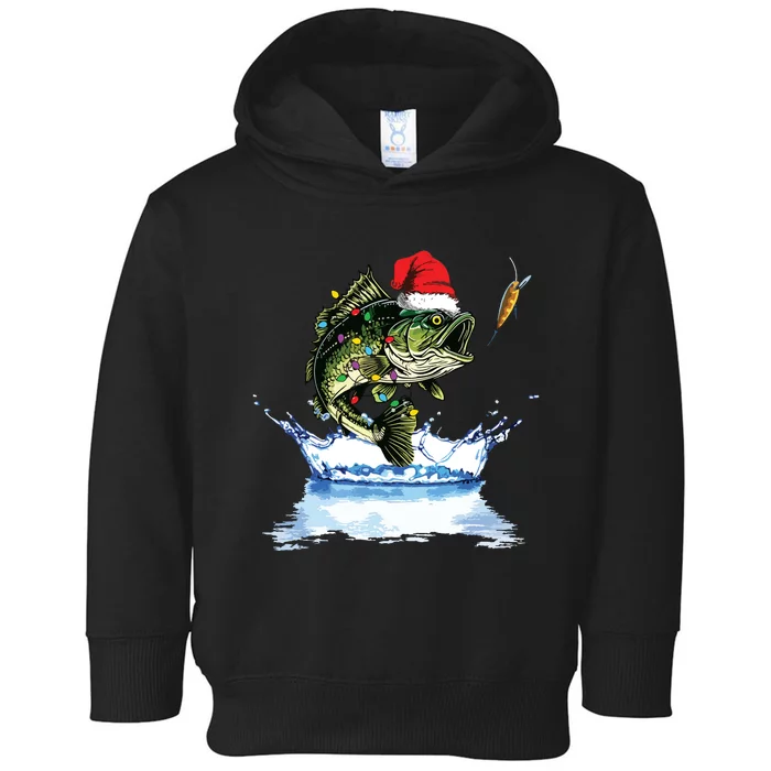 Bass Fishing Christmas Santa Hat Fishing Lover Fisherman Toddler Hoodie