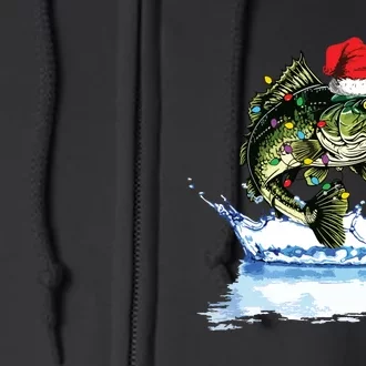 Bass Fishing Christmas Santa Hat Fishing Lover Fisherman Full Zip Hoodie