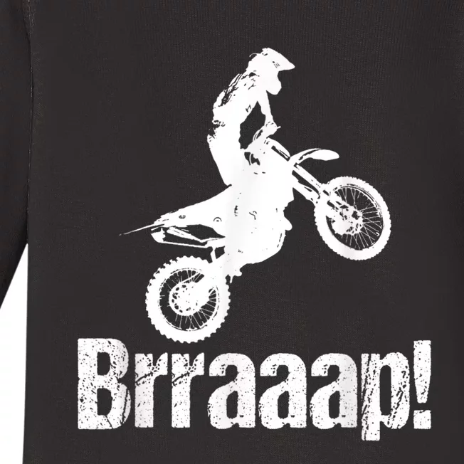 Brraaap Funny Dirt Bike Motocross, For Riders Baby Long Sleeve Bodysuit