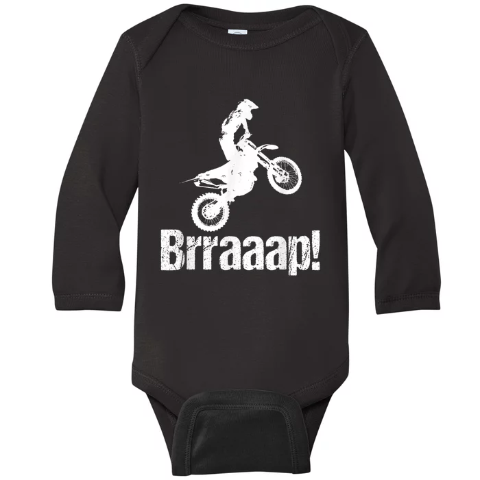 Brraaap Funny Dirt Bike Motocross, For Riders Baby Long Sleeve Bodysuit