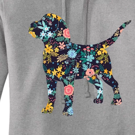 Beagle Floral Dog Silhouette Womens Graphic Women's Pullover Hoodie