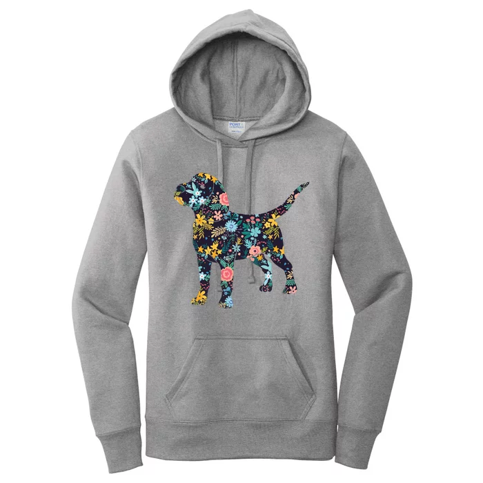 Beagle Floral Dog Silhouette Womens Graphic Women's Pullover Hoodie