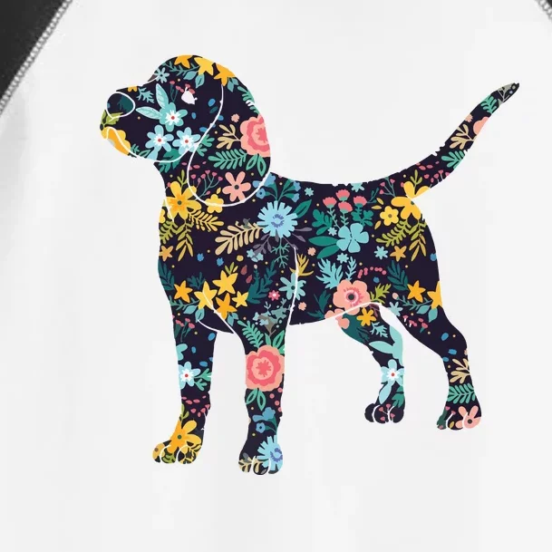 Beagle Floral Dog Silhouette Womens Graphic Toddler Fine Jersey T-Shirt