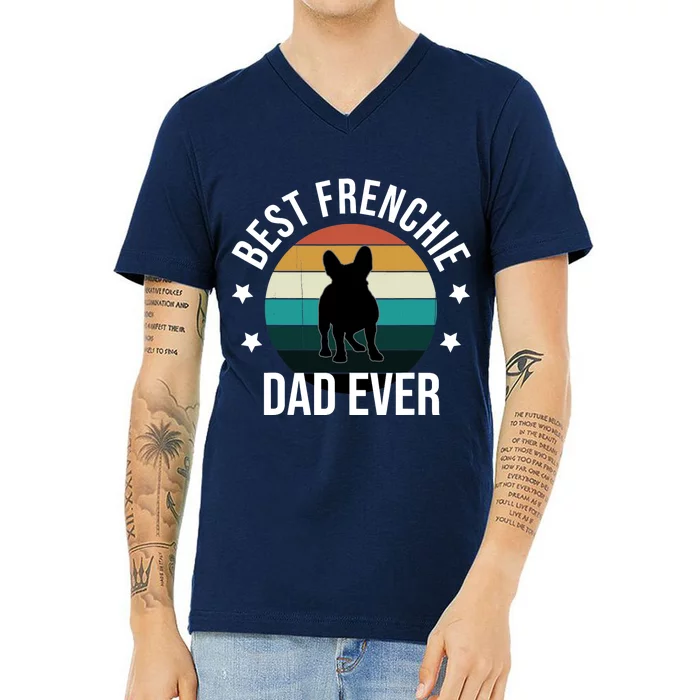 Best Frenchie Dad Ever: French Bulldog Fathers Day Gift Idea V-Neck T-Shirt