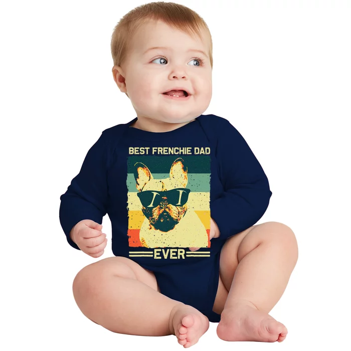 Best Frenchie Dad Design Father French Bulldog Lovers Baby Long Sleeve Bodysuit