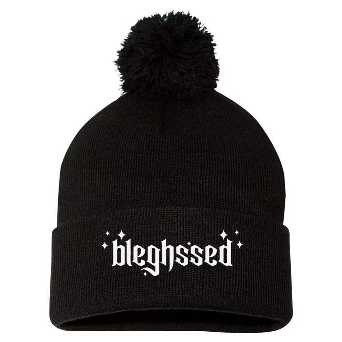 Bleghssed Funny Death Metal Deathcore Blegh Pom Pom 12in Knit Beanie