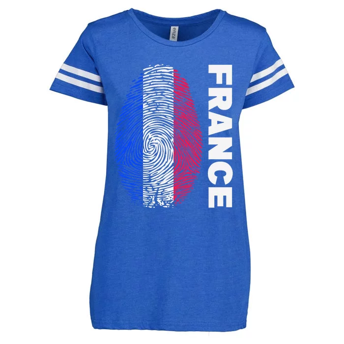 Biometry Fingerprint DNA Flag France Enza Ladies Jersey Football T-Shirt