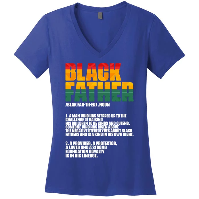 Black Father Definition Father's Day African American Dad Gift Women's V-Neck T-Shirt