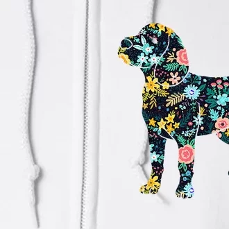 Beagle Floral Dog Silhouette Graphic Full Zip Hoodie