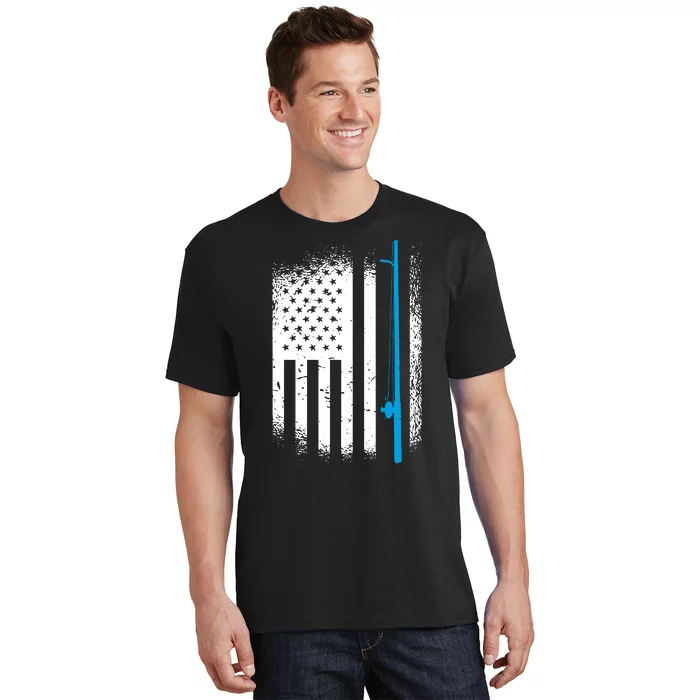 Bass Fishing Distressed American Flag Patriotic Fisherman T-Shirt