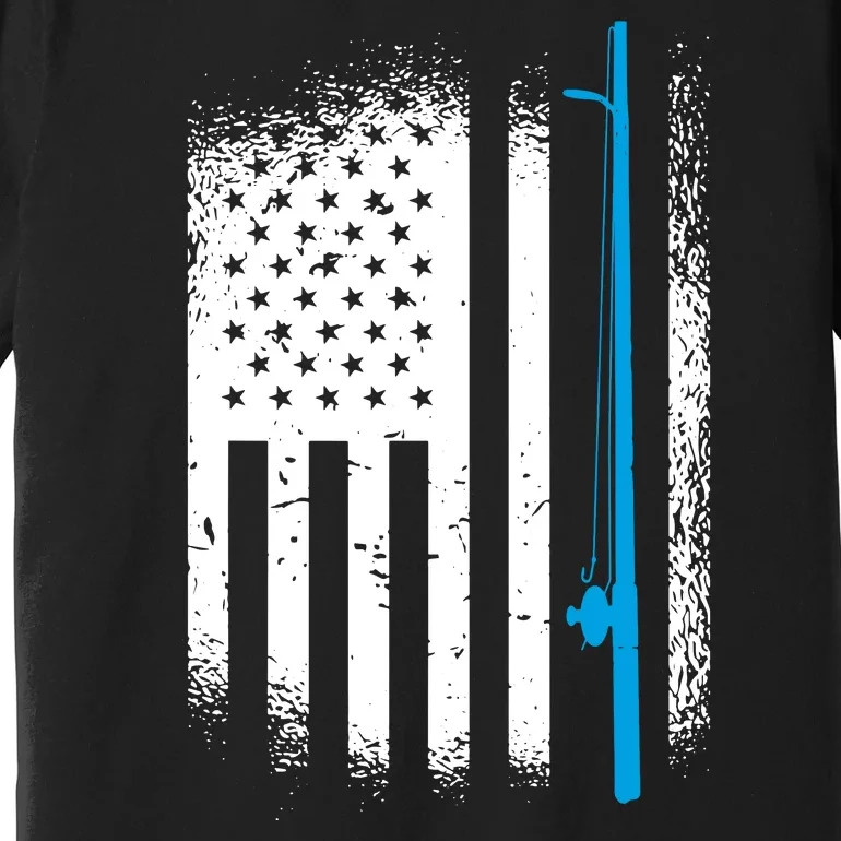 Bass Fishing Distressed American Flag Patriotic Fisherman Premium T-Shirt