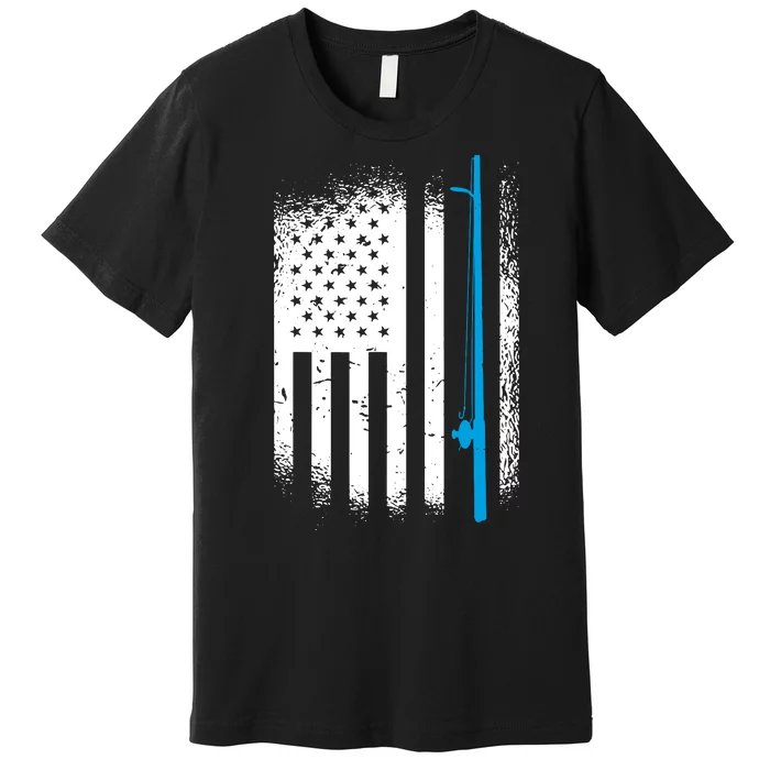 Bass Fishing Distressed American Flag Patriotic Fisherman Premium T-Shirt