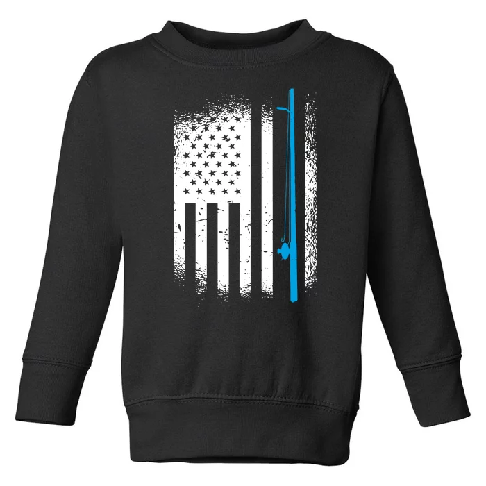 Bass Fishing Distressed American Flag Patriotic Fisherman Toddler Sweatshirt