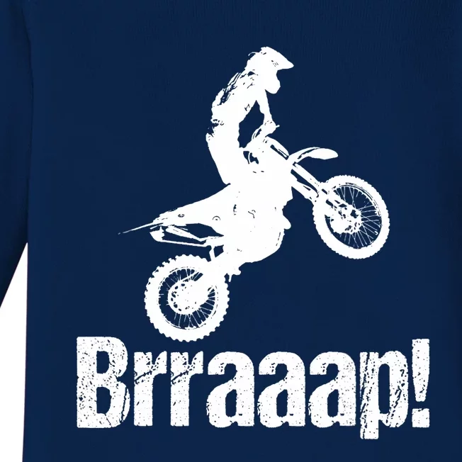 Brraaap Funny Dirt Bike Motocross For Riders Baby Long Sleeve Bodysuit