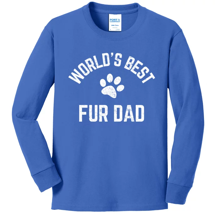 Best Fur Dad Ever Vintage Retro Dog And Cat Daddy Great Gift Kids Long Sleeve Shirt