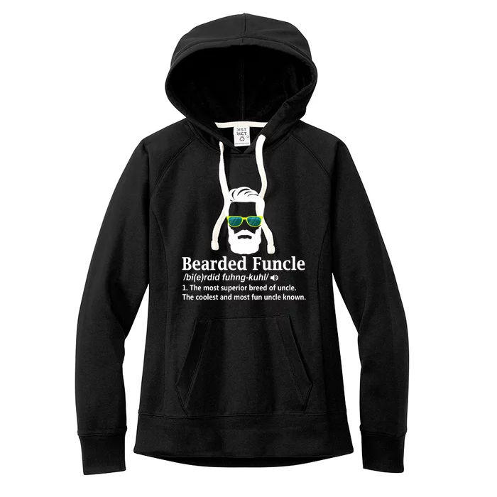 Bearded Funcle Definition Funny Uncle Vintage Style Women's Fleece Hoodie