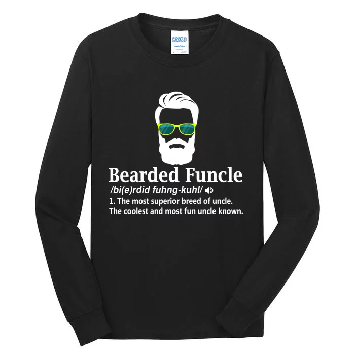 Bearded Funcle Definition Funny Uncle Vintage Style Tall Long Sleeve T-Shirt