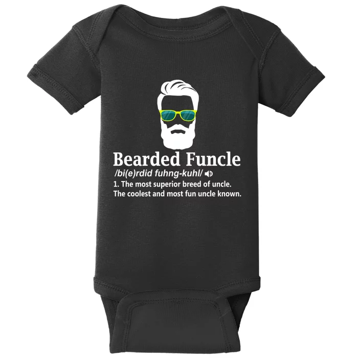 Bearded Funcle Definition Funny Uncle Vintage Style Baby Bodysuit