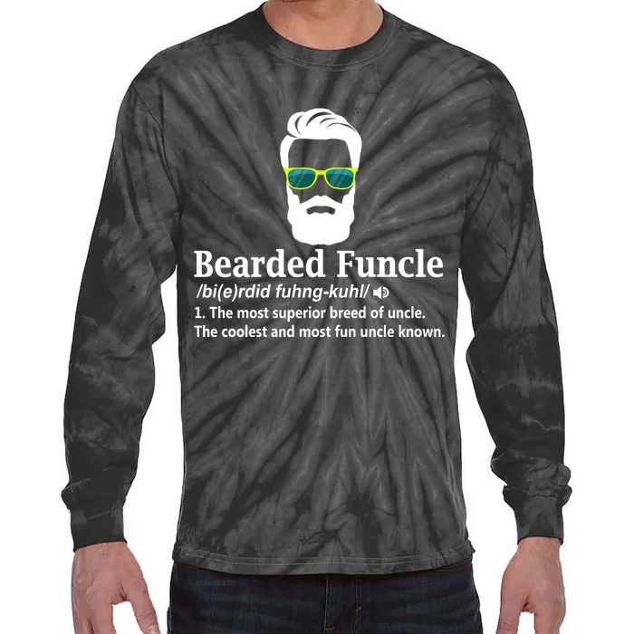 Bearded Funcle Definition Funny Uncle Vintage Style Tie-Dye Long Sleeve Shirt