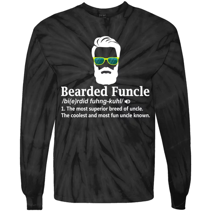 Bearded Funcle Definition Funny Uncle Vintage Style Tie-Dye Long Sleeve Shirt