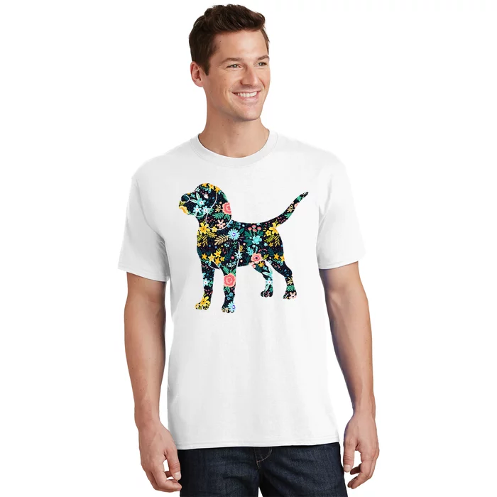 Beagle Floral Dog Silhouette Graphic T-Shirt