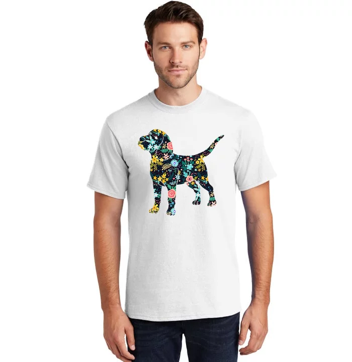 Beagle Floral Dog Silhouette Graphic Tall T-Shirt