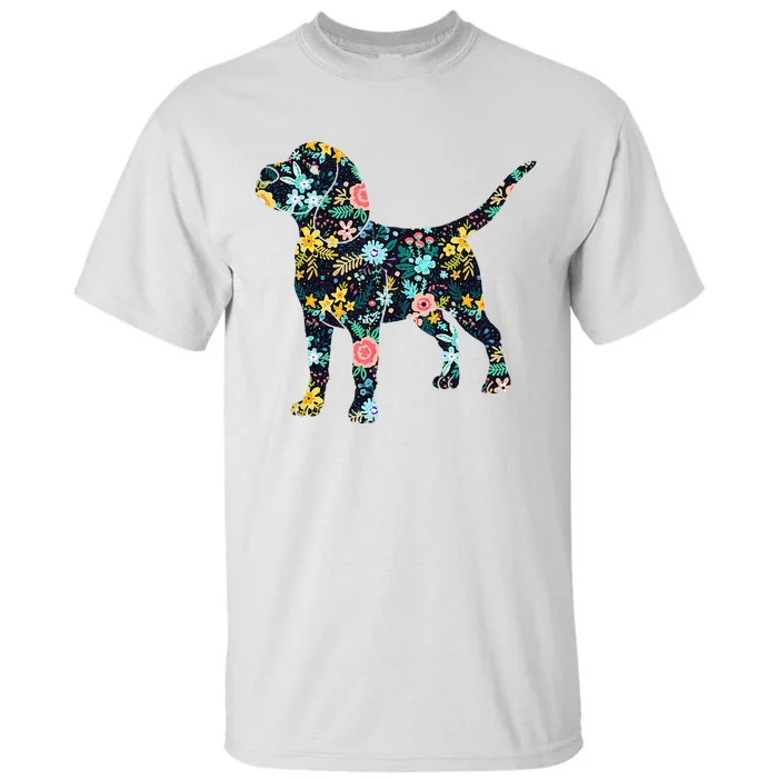 Beagle Floral Dog Silhouette Graphic Tall T-Shirt