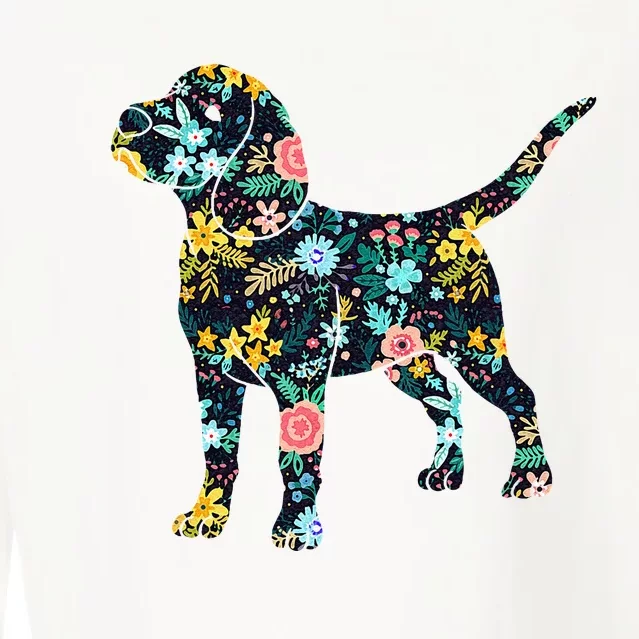 Beagle Floral Dog Silhouette Graphic Cropped Pullover Crew