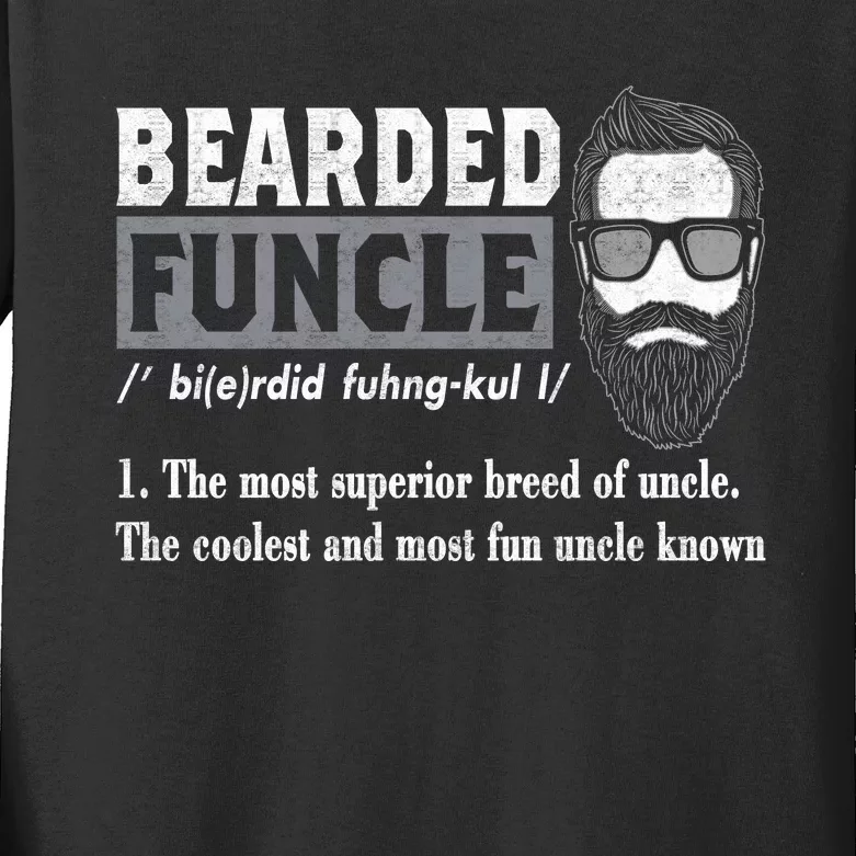 Bearded Funcle Definition Kids Long Sleeve Shirt