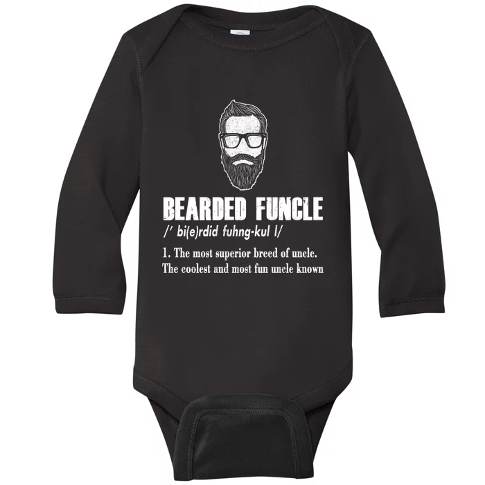 Bearded Funcle Definition Baby Long Sleeve Bodysuit