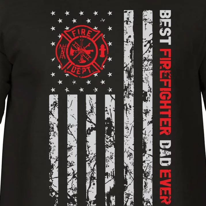 Best Firefighter Dad Ever American Flag Fireman Father Day Comfort Colors T-Shirt