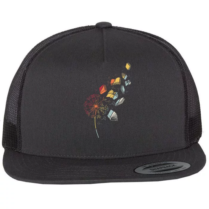 Book Flower Dandelion Flat Bill Trucker Hat