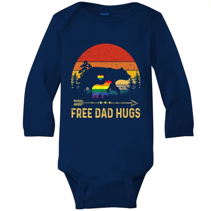 Bear Free Dad Hugs Fathers Day Lgbtq Pride Gift Baby Long Sleeve Bodysuit