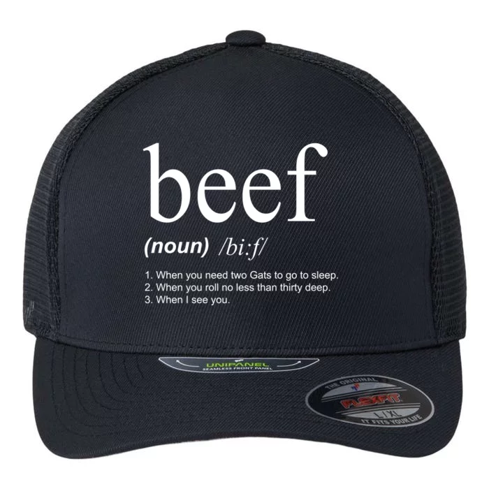 Beef Funny Definition Flexfit Unipanel Trucker Cap