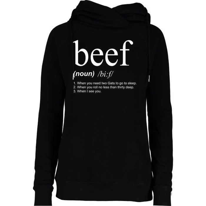 Beef Funny Definition Womens Funnel Neck Pullover Hood