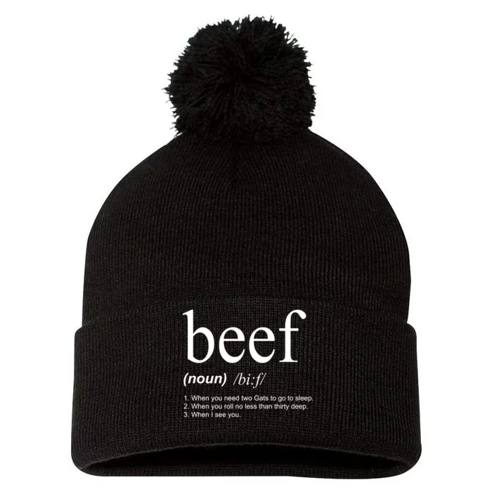 Beef Funny Definition Pom Pom 12in Knit Beanie