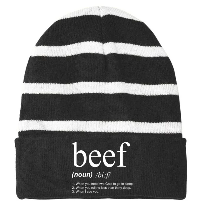 Beef Funny Definition Striped Beanie with Solid Band