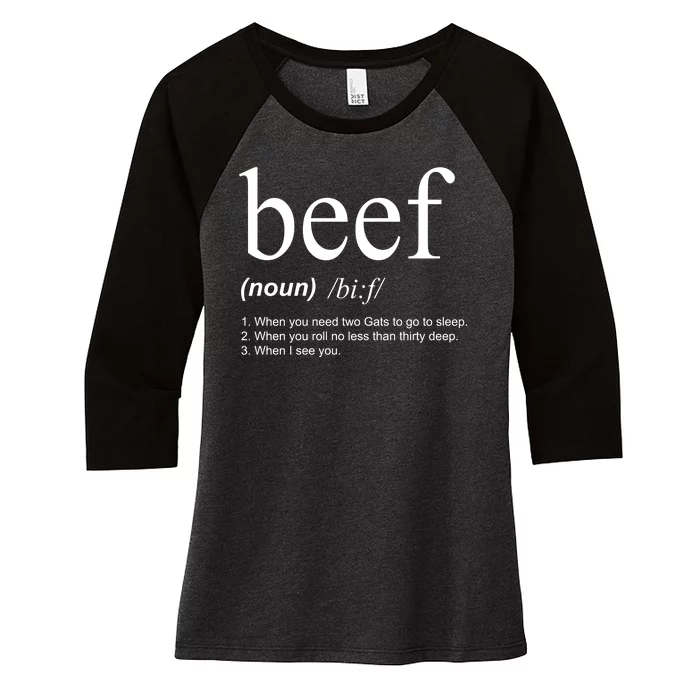 Beef Funny Definition Women's Tri-Blend 3/4-Sleeve Raglan Shirt