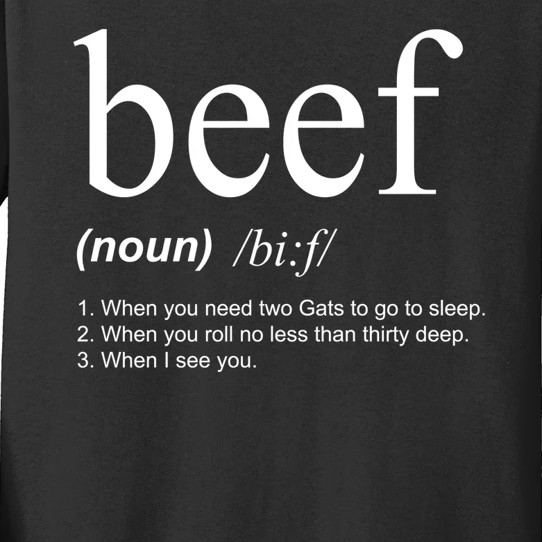 Beef Funny Definition Kids Long Sleeve Shirt