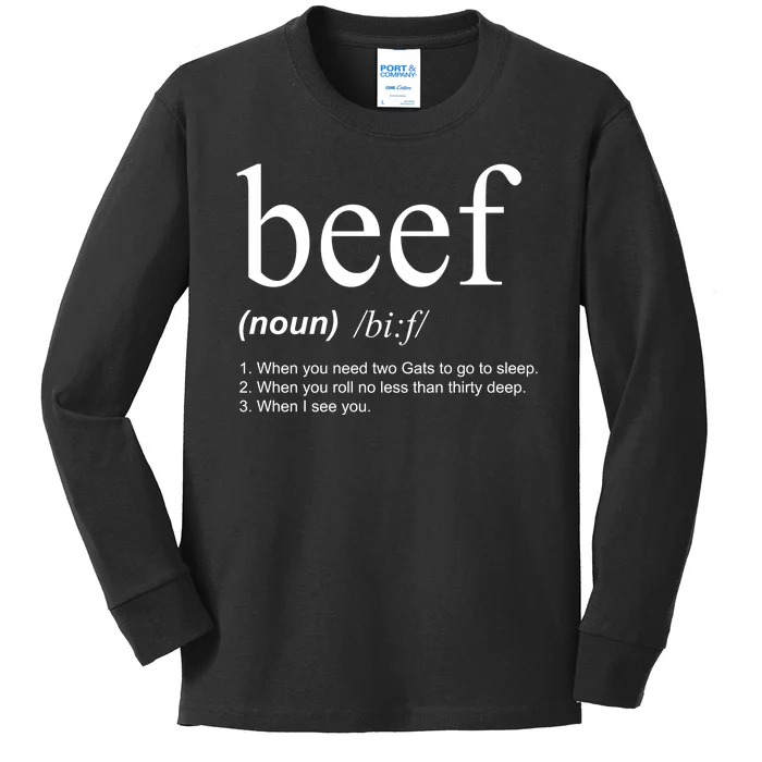 Beef Funny Definition Kids Long Sleeve Shirt