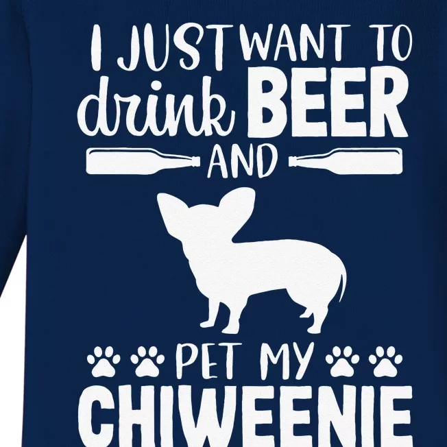 Beer Funny Dog Owner Lover Chiweenie Dog Mom Dad Gift Baby Long Sleeve Bodysuit