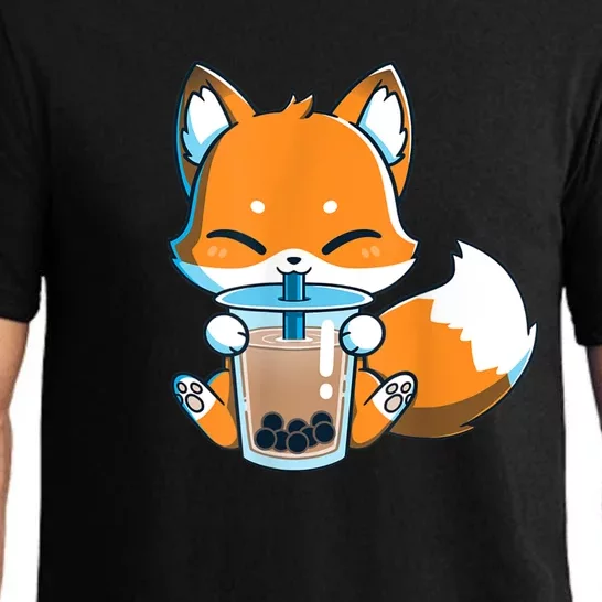 Boba Fox Drinking Cute Kawaii Japanese Foxy Anime Pajama Set